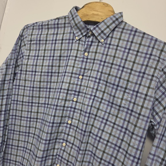 Peter Millar Other - PETER MILLAR Dress Shirt XXL Mens Blue Plaid Cotton Button Down Long Sleeve